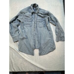 Authentic Western Ybld Wear Denim Pearl Snap Buttons Cowboy 90s Country Workwear